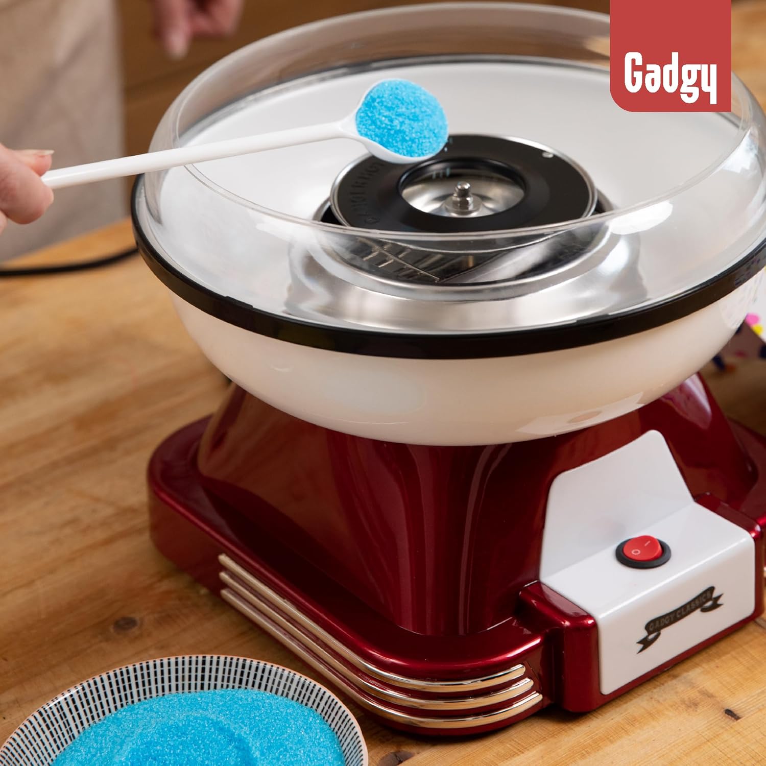 Gadgy Zuckerwattemaschine 500W Retro 22 cm Rot/Weiss fuer Zucker & Bonbons