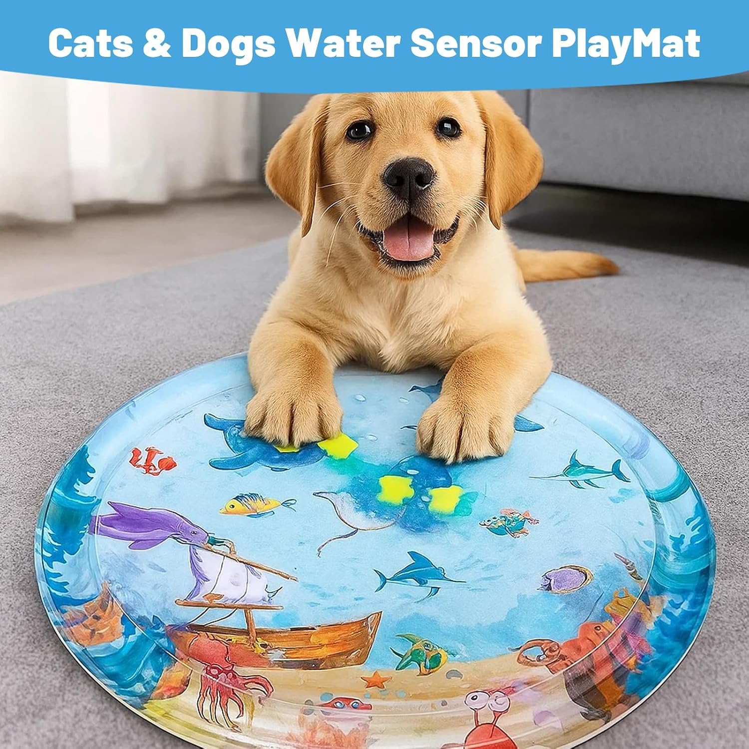 65 cm Wassermatte fuer Katzen und kleine Hunde, sensorisches Spielzeug