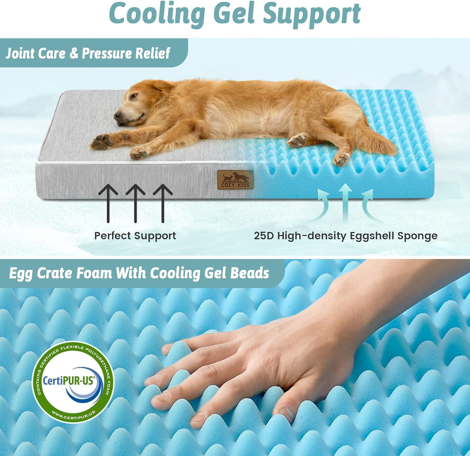 COZY KISS Hundebett 61x41x7,5cm kuehlend orthopaedisch und rutschfest