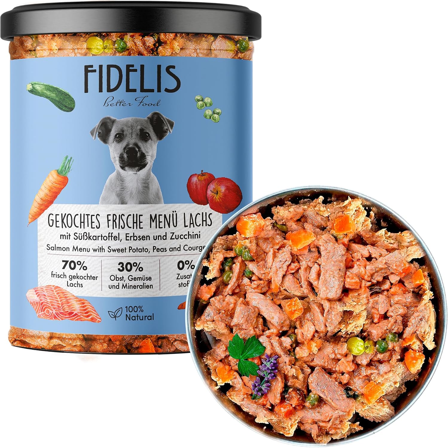 Fidelis Hundefutter nass Lachs & Suesskartoffel 6x400g Glas verschiedene Sorten