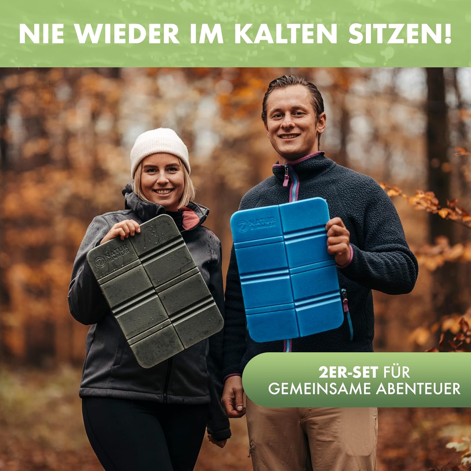 NATURBUMMLER faltbares Sitzkissen 1cm wasserdicht ultraleicht 2er Set