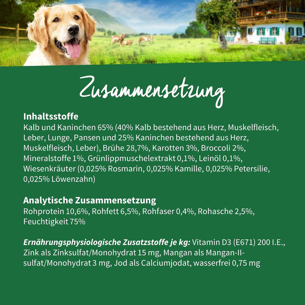 MUeLLER'S NATURHOF Hundefutter Nass Kaninchen 6x400g verschiedene Sort