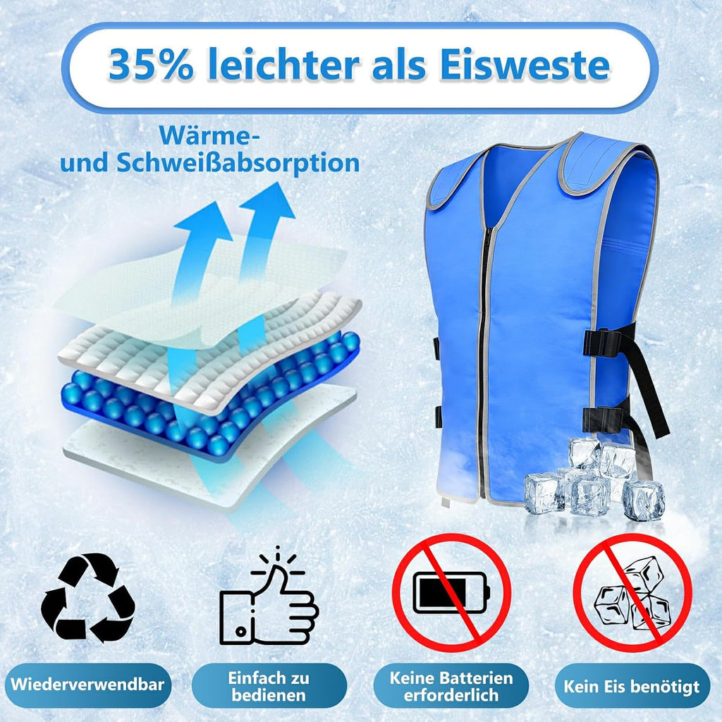 Verdunstungskuehlweste fuer Herren und Damen wasseraktivierte Kuehlweste fuer heisses