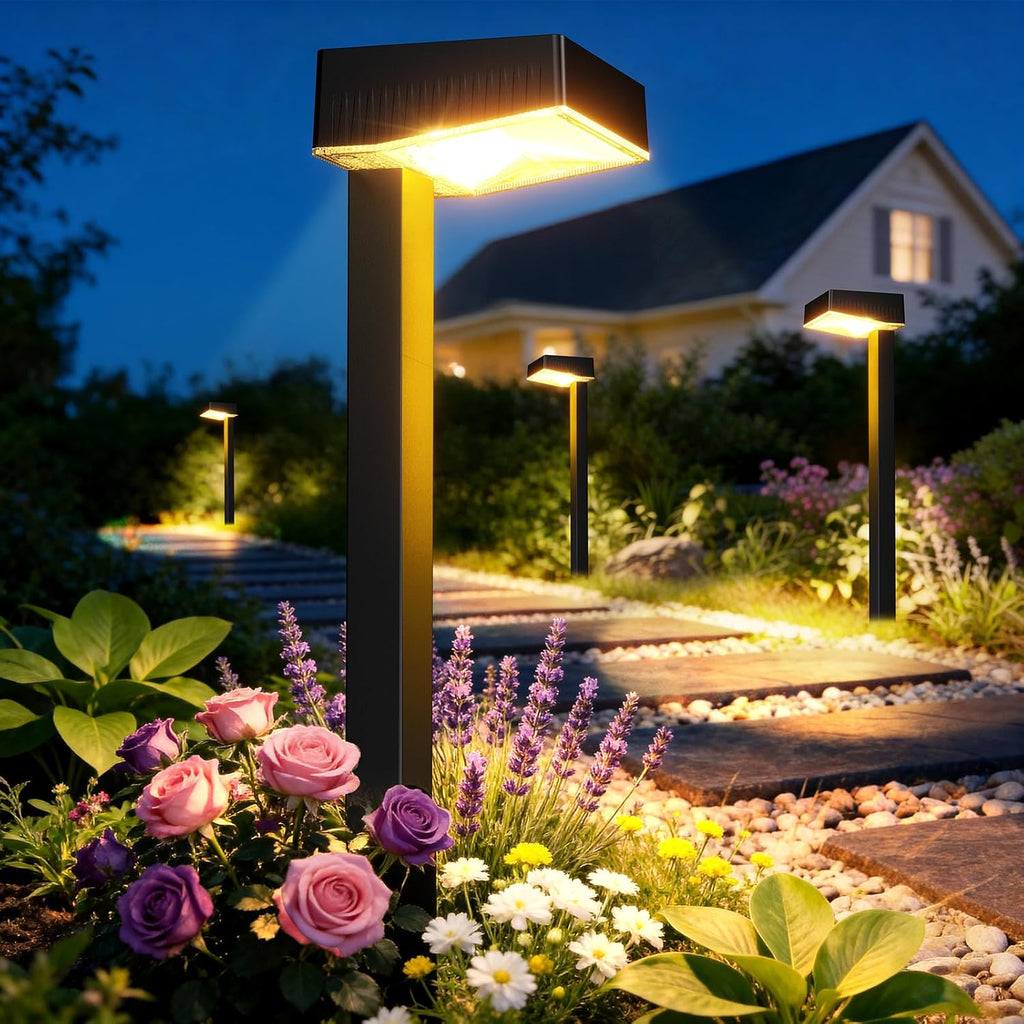RECHOO 6er Solarleuchten Aussen Warmweiss 1200mAh IP65 2 Modi Gartenweg