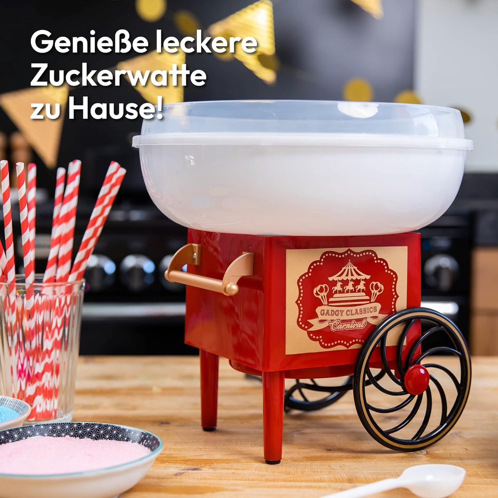 Gadgy Zuckerwattemaschine 500W Retro 22 cm Rot/Weiss fuer Zucker & Bonbons