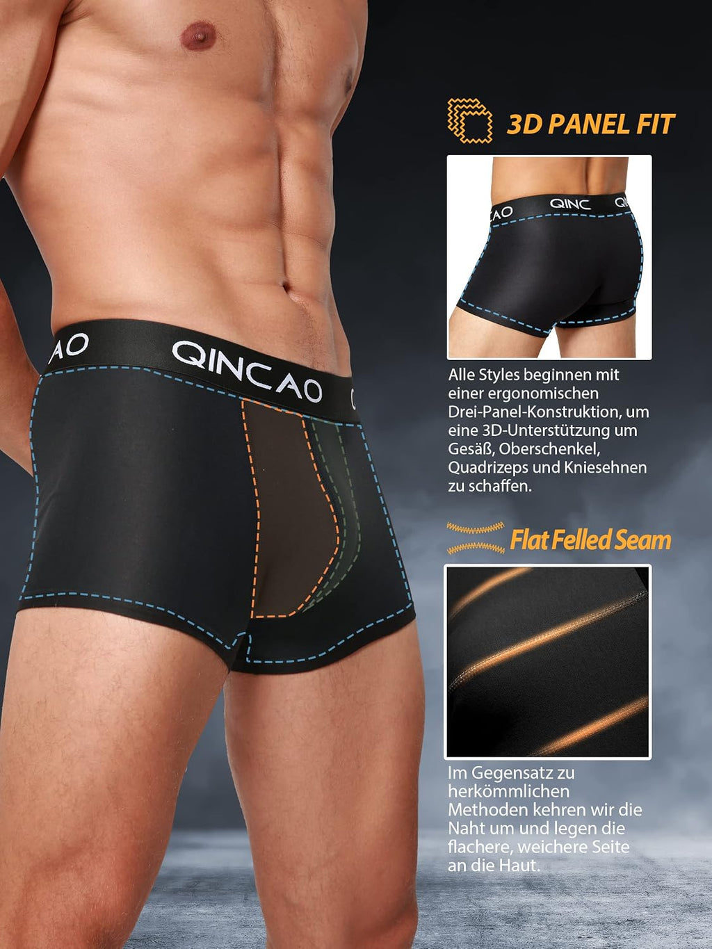 QINCAO Herren Boxershorts 6er Pack Baumwolle Retroshorts Groesse S-4XL