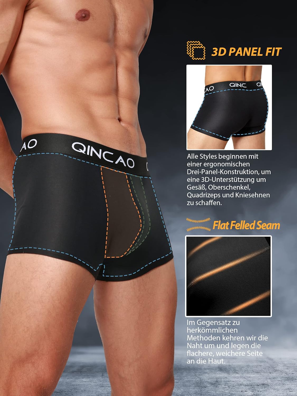QINCAO Herren Boxershorts 6er Pack Baumwolle Retroshorts Groesse S-4XL