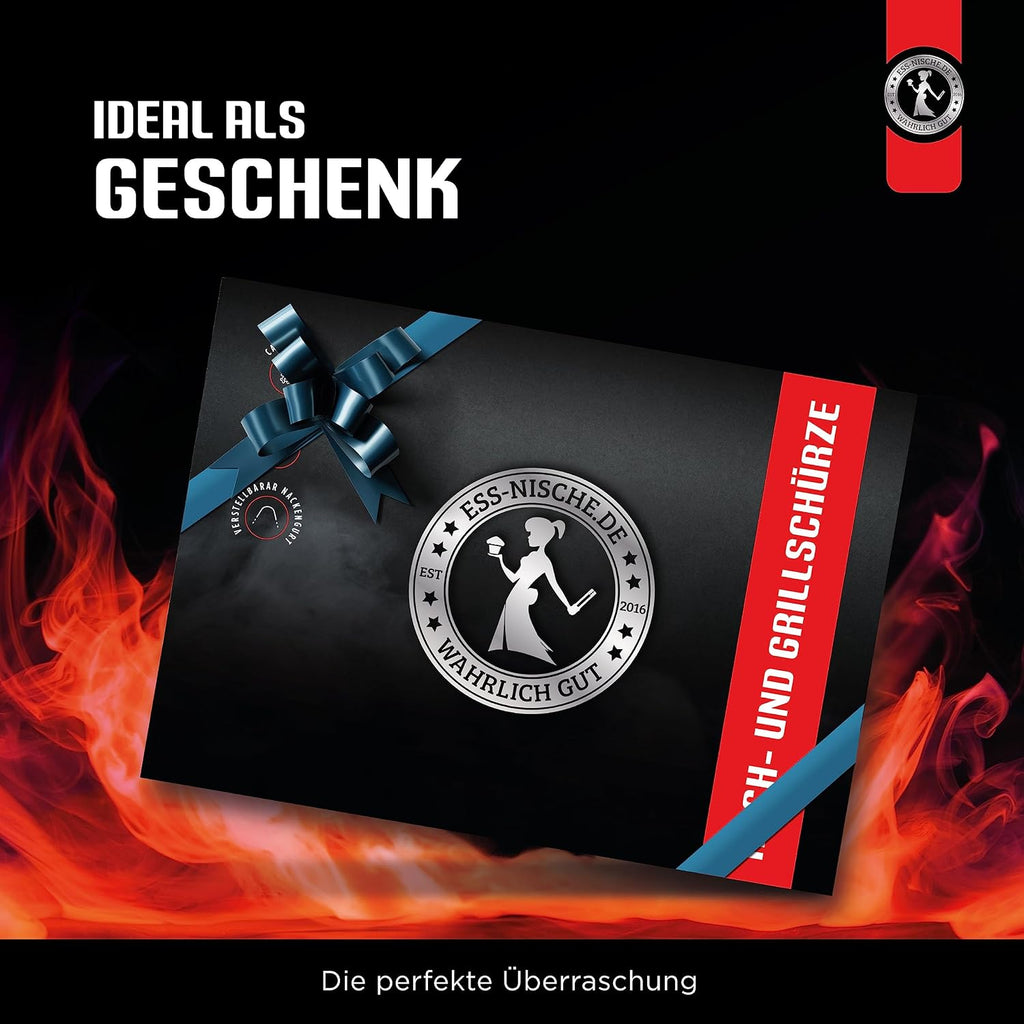 Ess-Nische Kochschuerze Denim unisex extra lang Grillschuerze mit Taschen