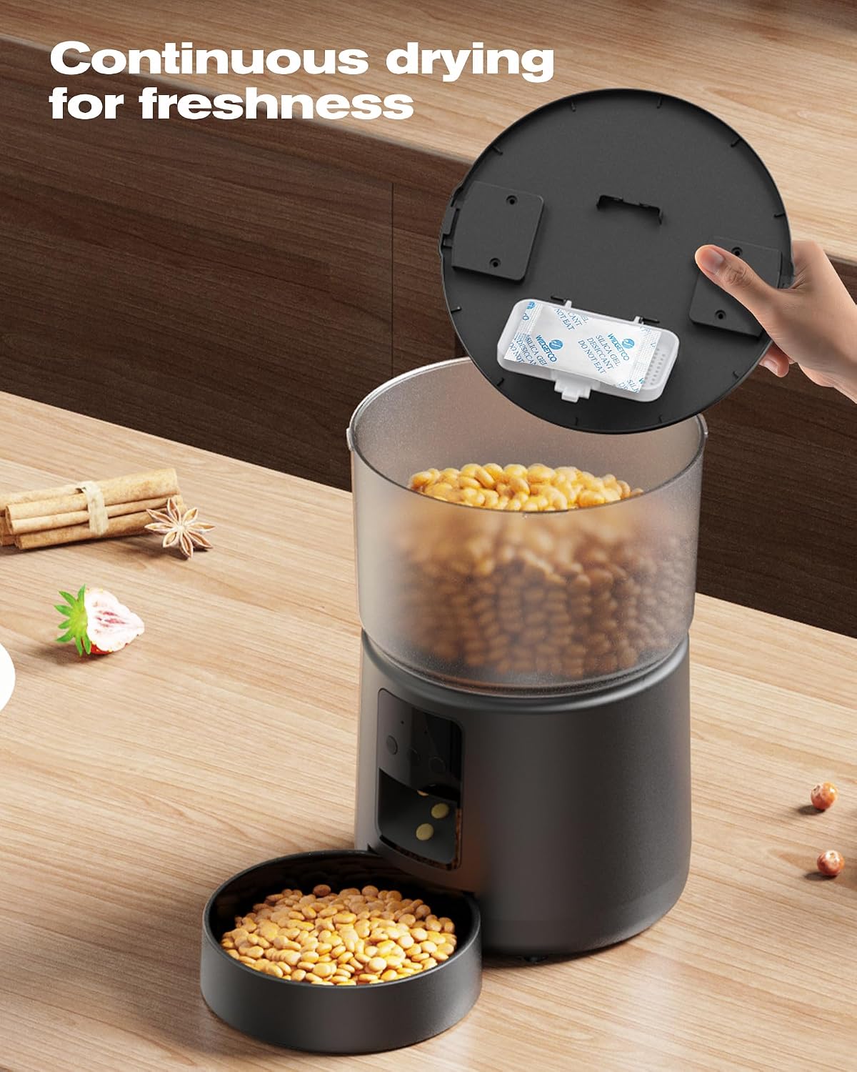 SOOFPET Futterautomat fuer Katzen und Hunde WLAN Schwarz automatisch