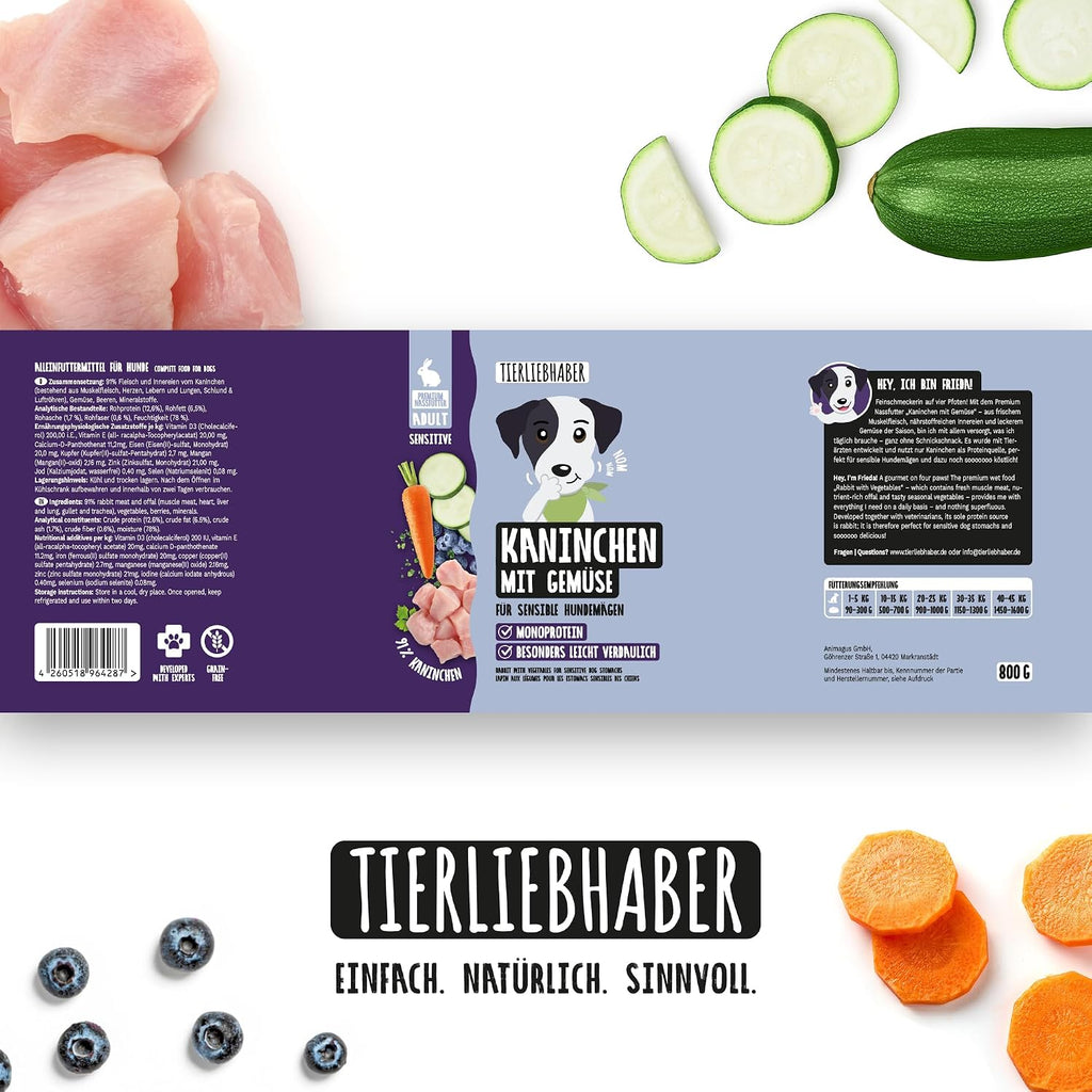 TIERLIEBHABER Hundefutter Nass Kaninchen mit Gemuese Dose