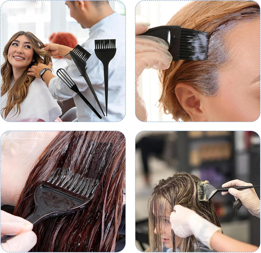 5er Set Haarfaerbepinsel mit Schale, Buerste, Kamm und Ohrenabdeckung