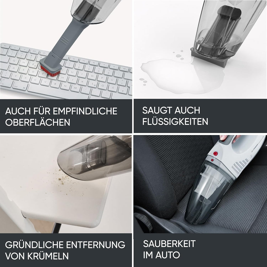 SEVERIN Akku Handstaubsauger 3‑in‑1 Nass und Trocken Weiss/Rot