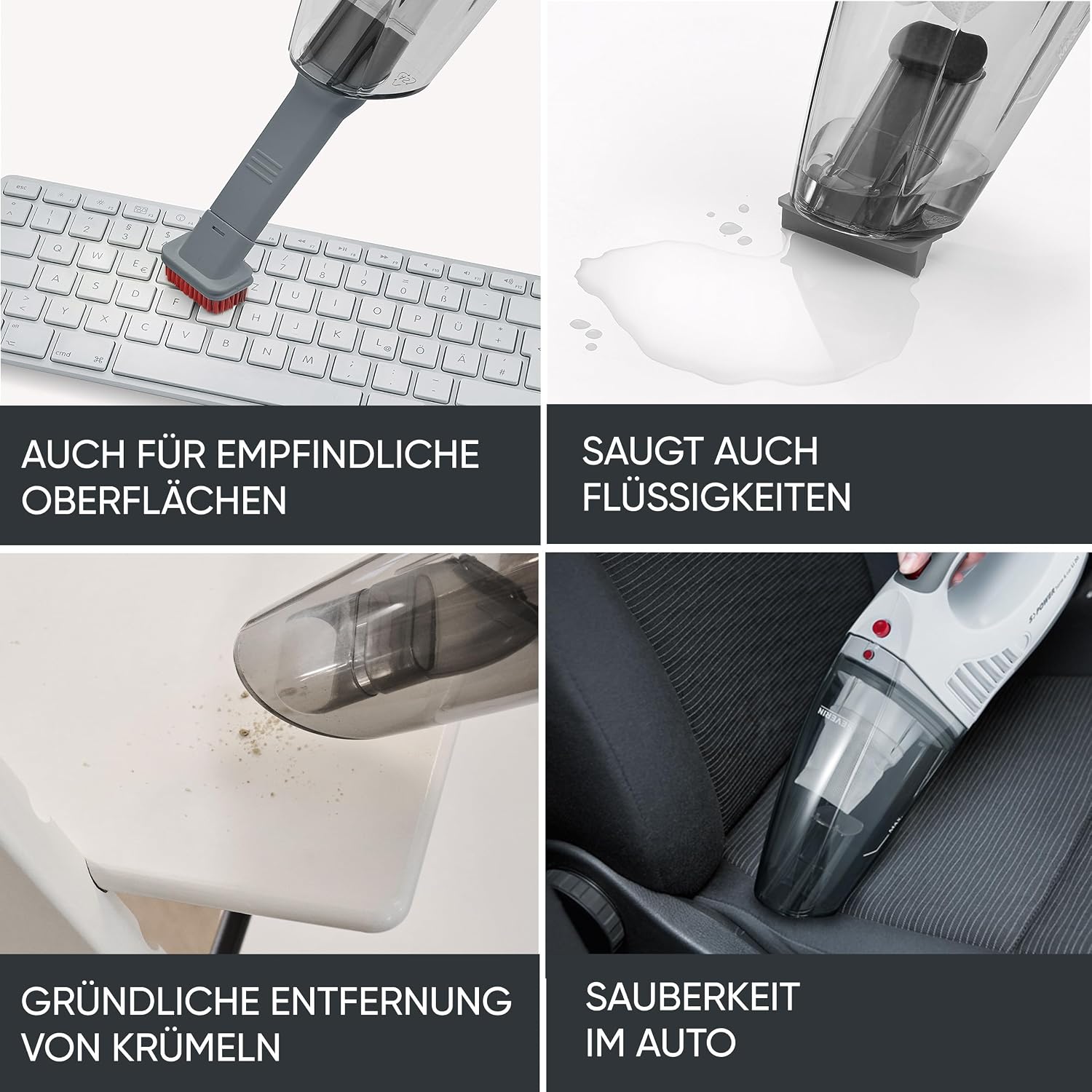 SEVERIN Akku Handstaubsauger 3‑in‑1 Nass und Trocken Weiss/Rot