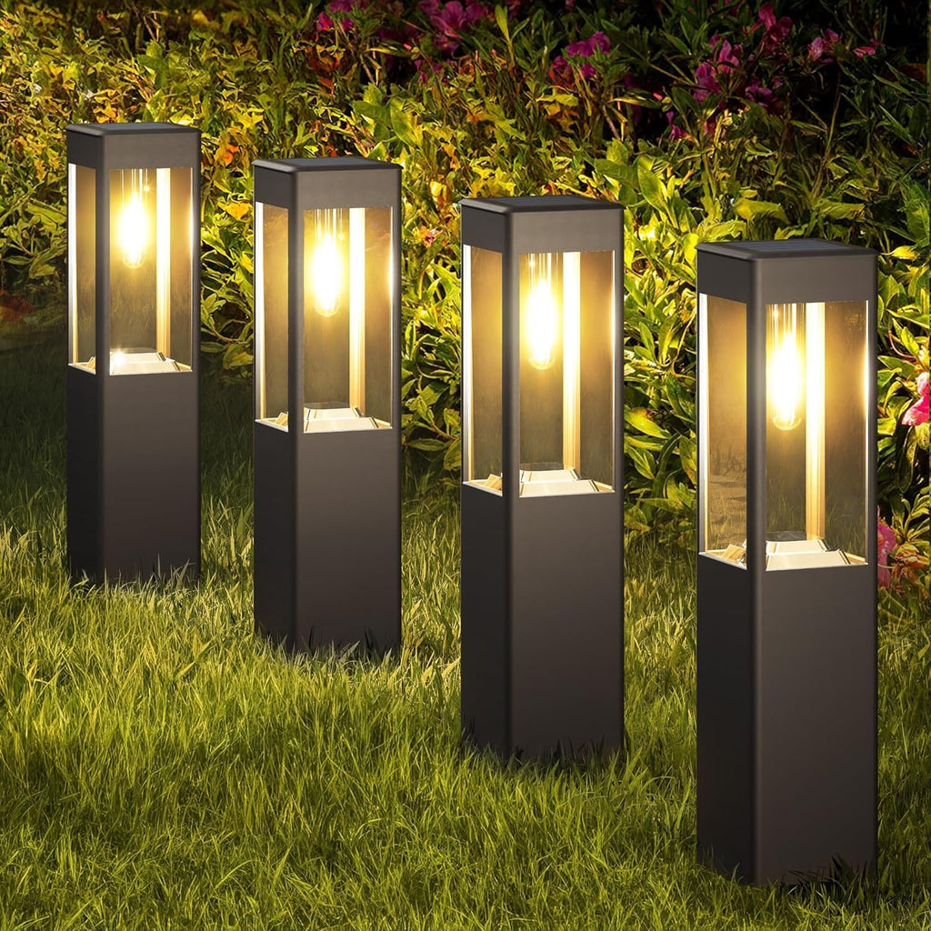 Joomer Solar-Wegeleuchten 4er Set LED warmweiss quadratisch wetterfest