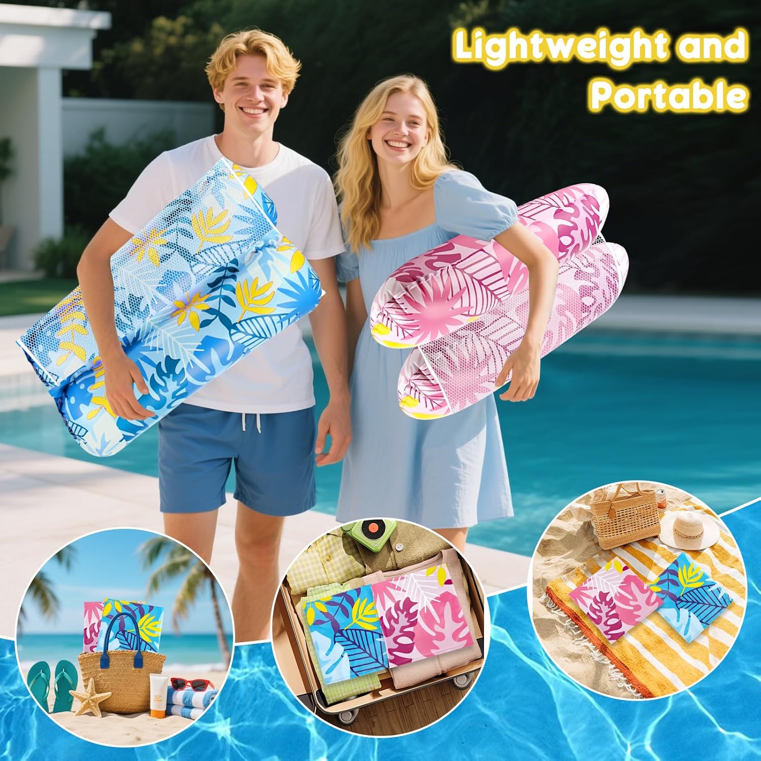 Zikenis 2er Set Aufblasbare Wasserhaengematte mit Netz und Pumpe