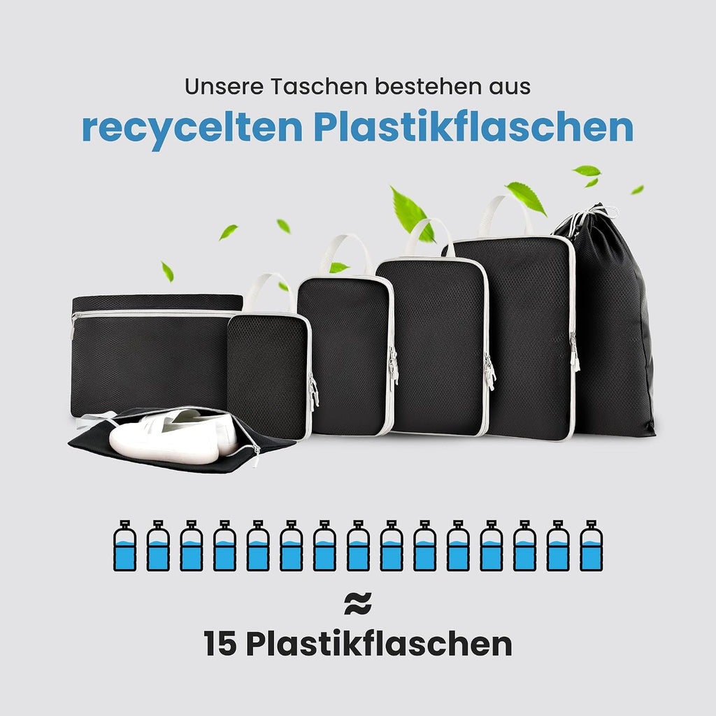 7er Kompressions Packing Cubes Reise Koffer Organizer Set - Packwuerfel