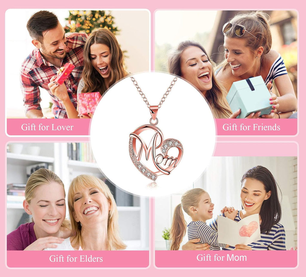 Halskette Muttertag Herz Anhaenger Diamant verschiedene Farben Geschenk fuer Mama