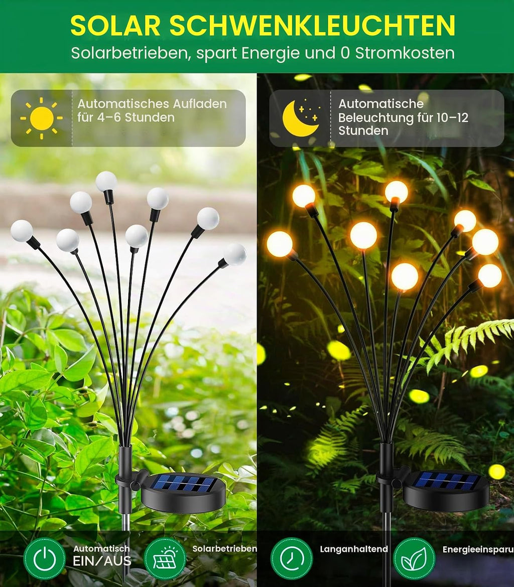 GEARLITE Firefly Solarlampen 4er Set, 32 LED Warmweiss, IP65 Gartenbeleuchtung