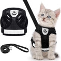 Welpen Katzen Geschirr mit Leine aus atmungsaktivem Mesh, verstellbar XS Schwarz
