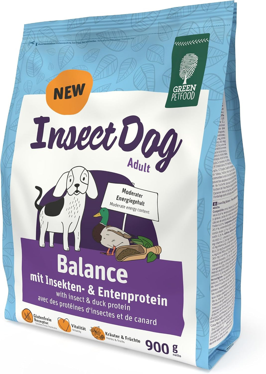 Green Petfood InsectDog Vitality Adult Hunde Trockenfutter Insekten Ente -7