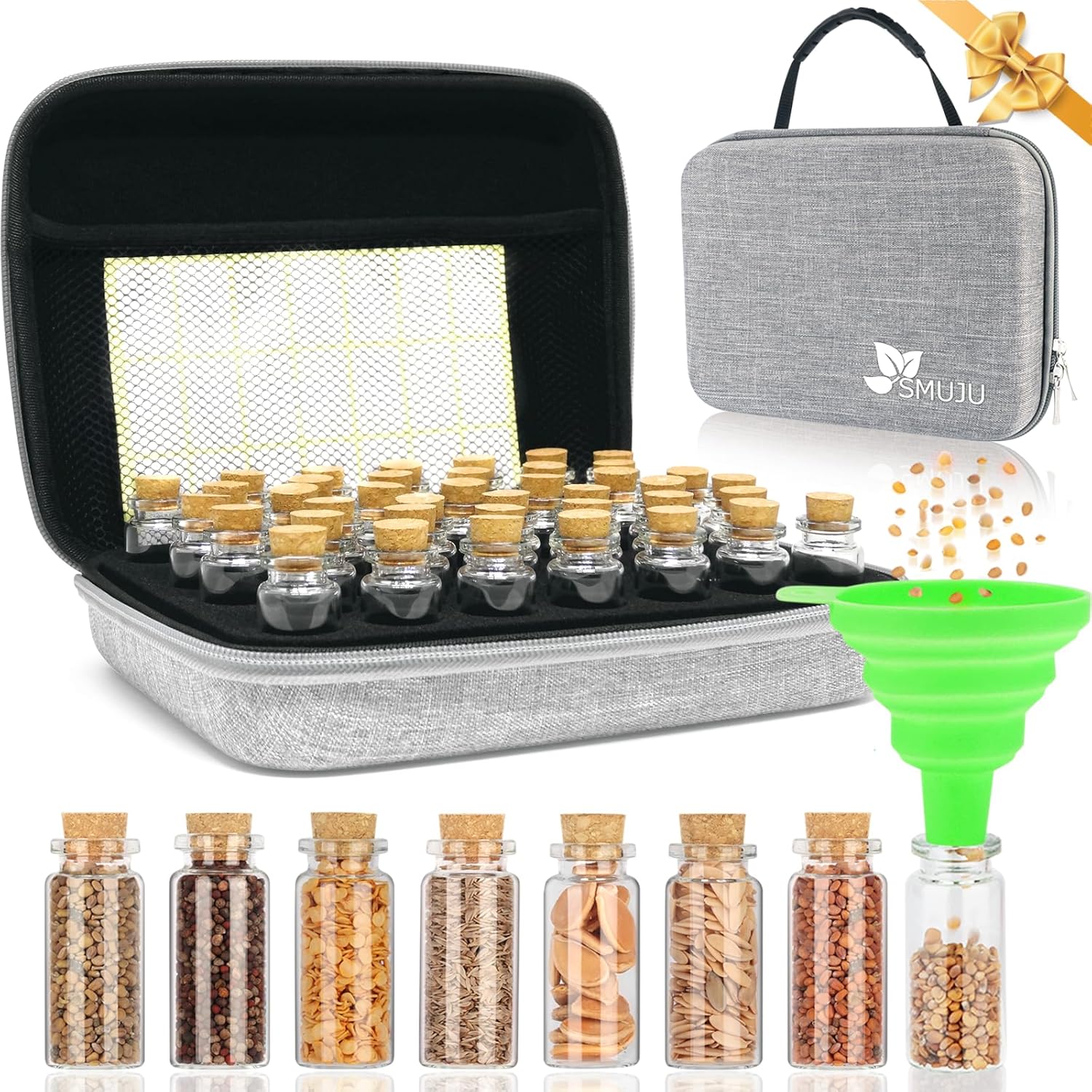 Saatgut Aufbewahrungsbox 40 Faecher mit Etiketten und Trichter, Seed Organizer