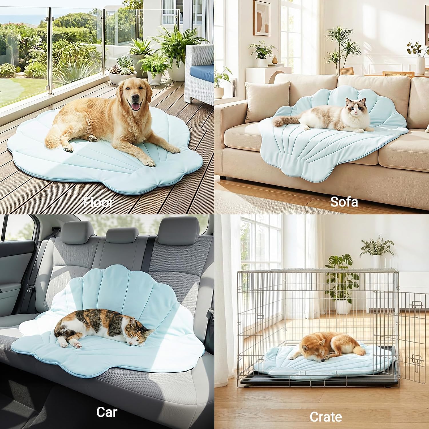 Kühlmatte Hund 100x100 cm wendbar waschbar 2cm-120cm selbstkühlend ohne Gel