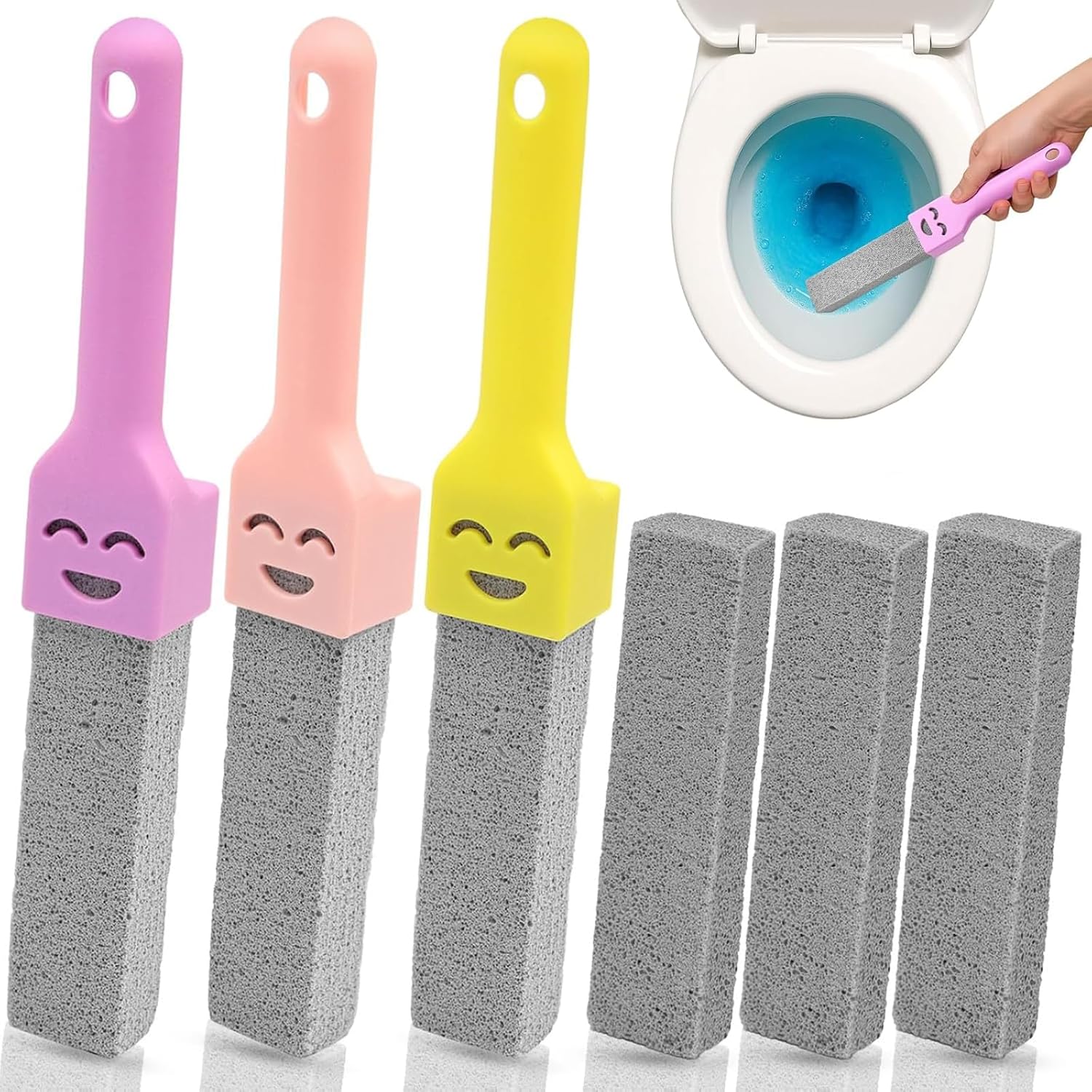 9er Set Bimsstein mit Griff WC und Bad Entferner Kalk Ablagerungen