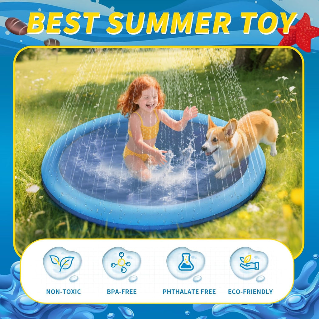 CNMTCCO Hundepool 150 cm Verdickte 0,58 mm Anti-Rutsch Planschbecken fuer Garten