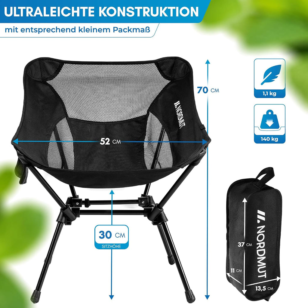 NORDMUT Campingstuhl ultraleicht klappbar Aluminium bis klein