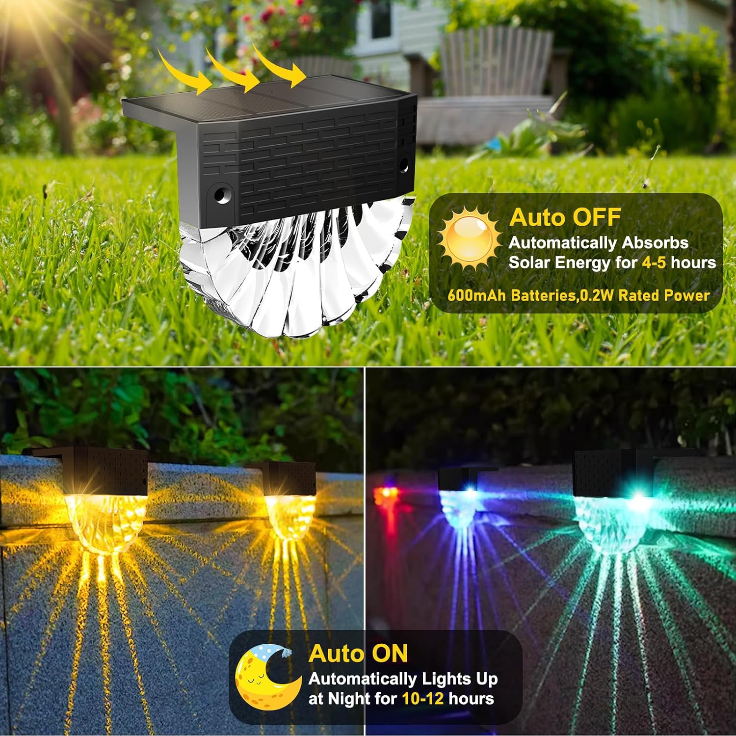 FIFlying Solarlampen Aussen 4 Stueck IP65 Solarleuchte 3 Modi Automatisch