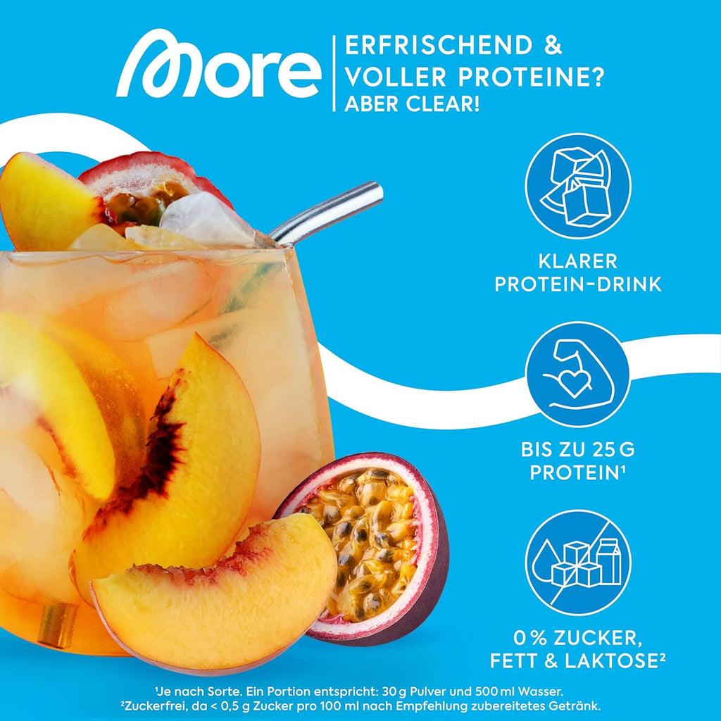 MORE Clear Protein Pfirsich Eistee Protein Drink Whey Isolat versch. Sorte
