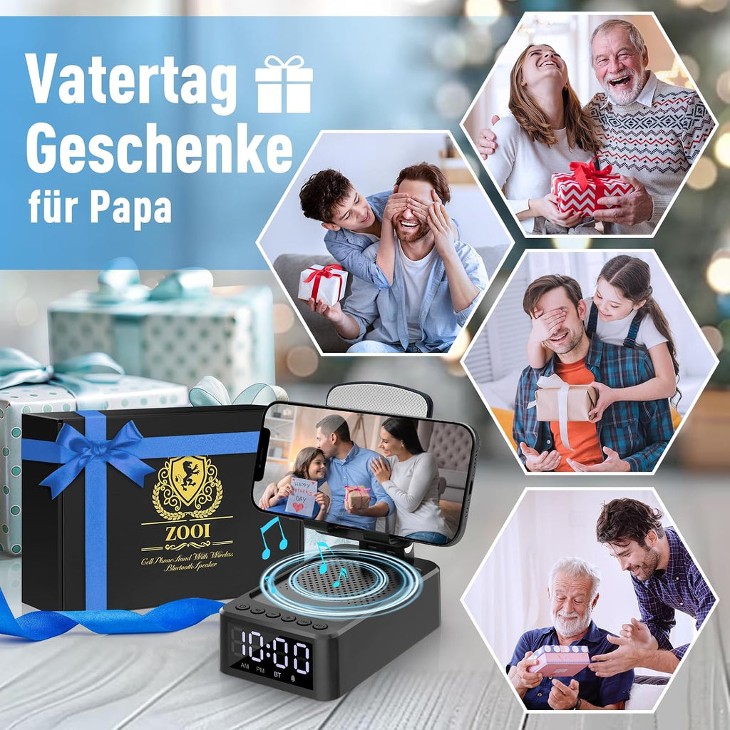 ZOOI Bluetooth Lautsprecher mit Handystaender Geschenk fuer Maenner