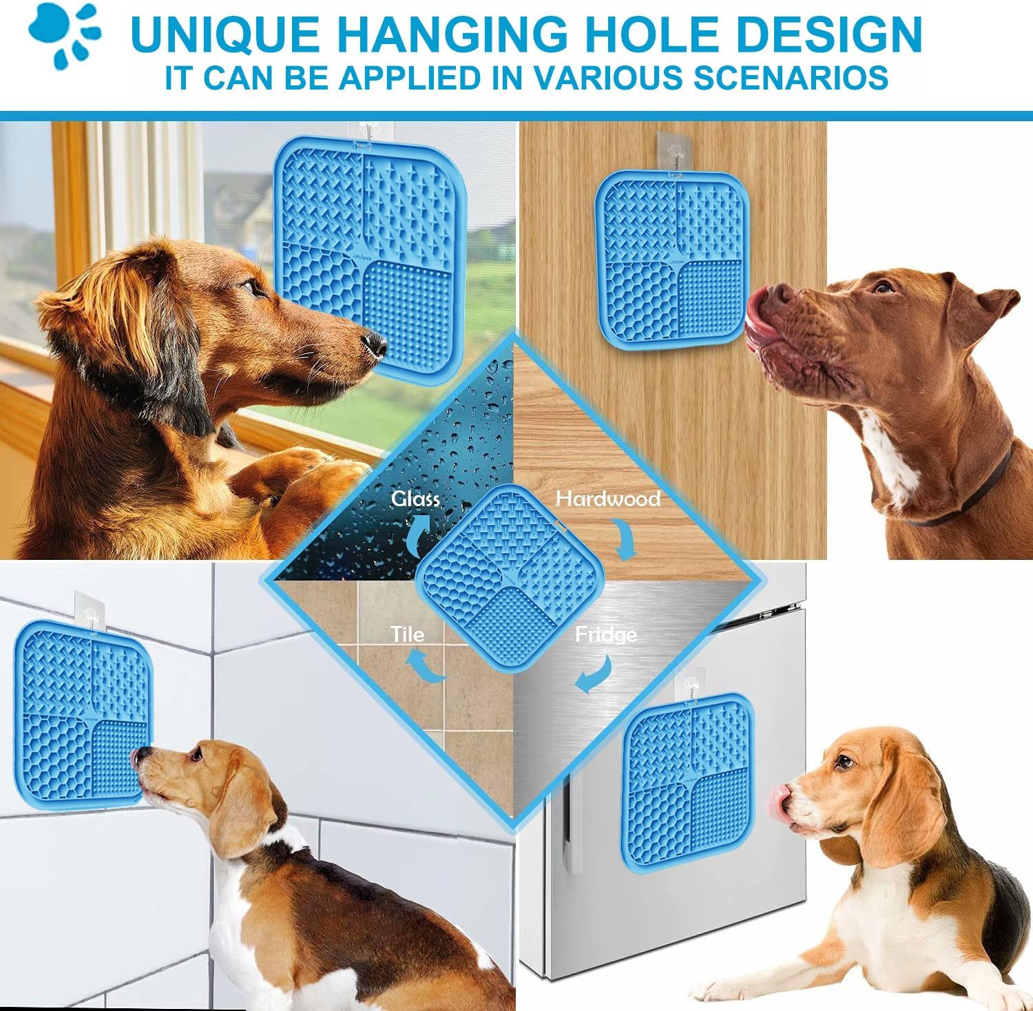 Lesipee Leckmatte Hund 2er Set mit Silikonspatel und Buerste, BPA-frei