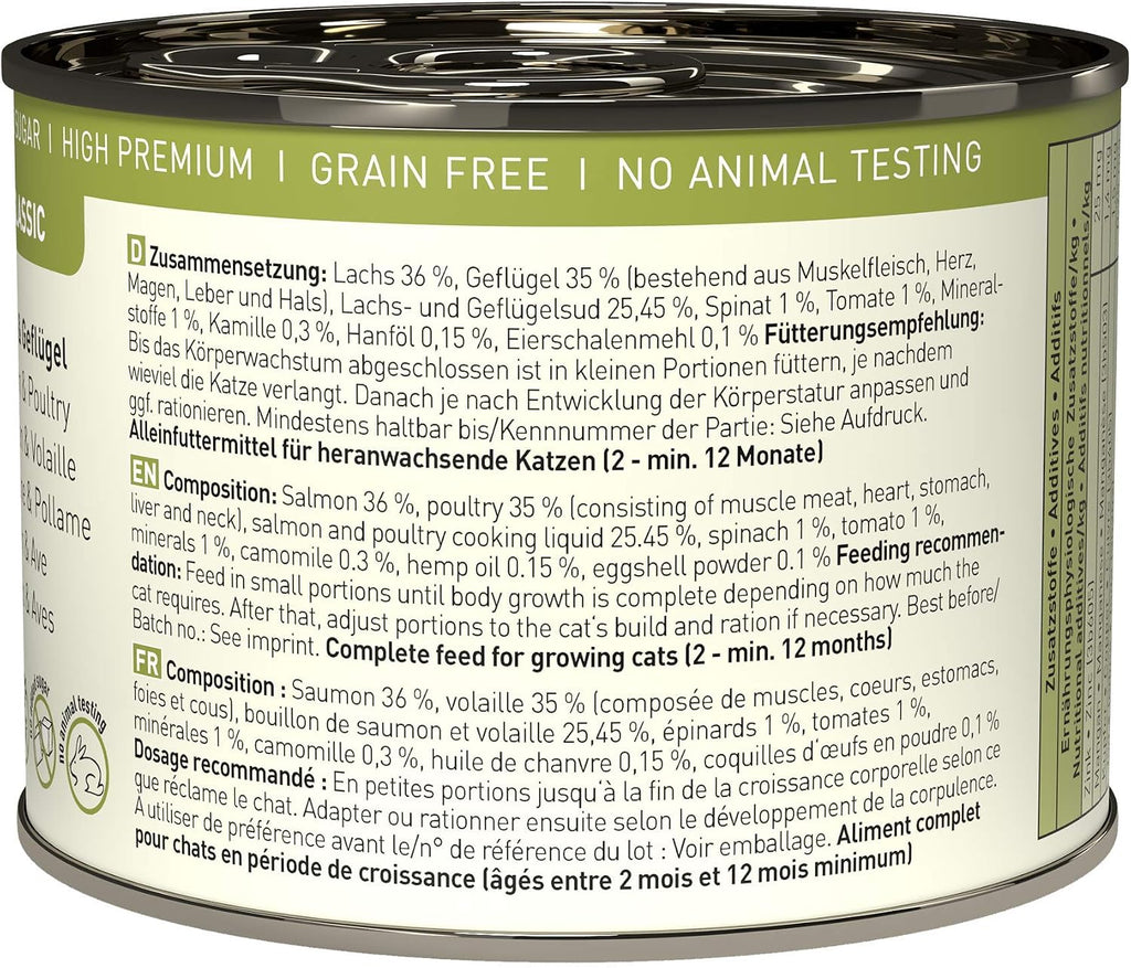catz finefood Kitten Nassfutter 6x200g Multipack ohne Getreide Zucker
