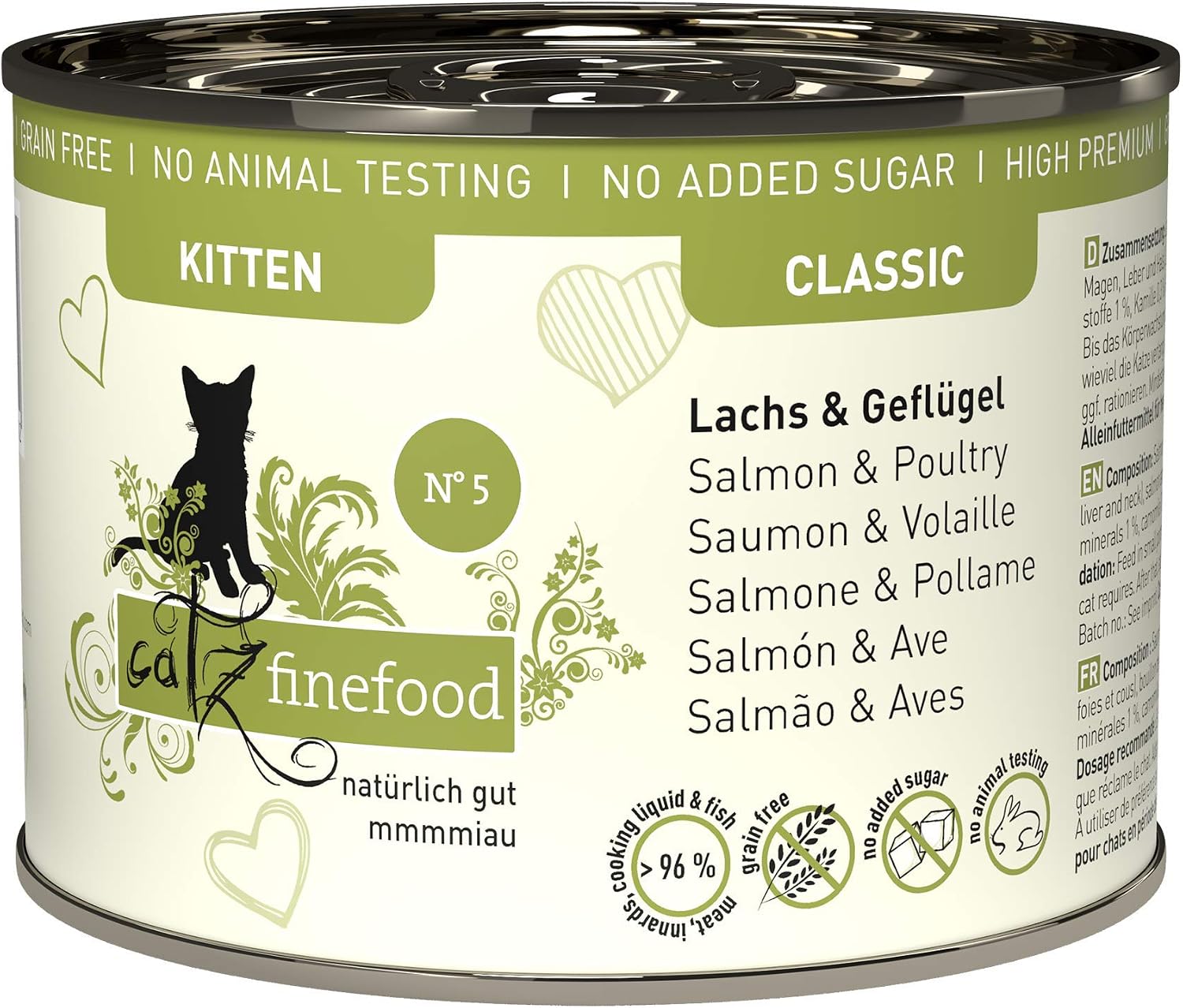 catz finefood Kitten Nassfutter 6x200g Multipack ohne Getreide Zucker