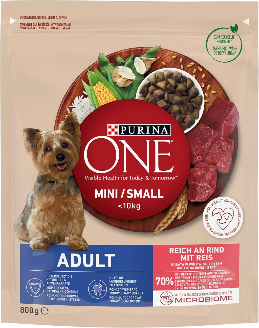 Purina ONE Mini/Small Adult Trockenfutter Rind & Reis 8 x verschiedene Sort