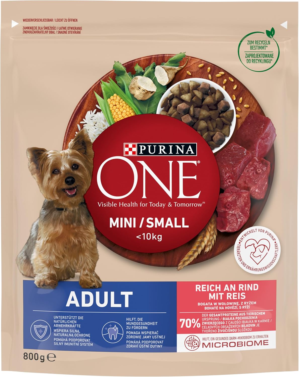 Purina ONE Mini/Small Adult Trockenfutter Rind & Reis 8 x verschiedene Sort