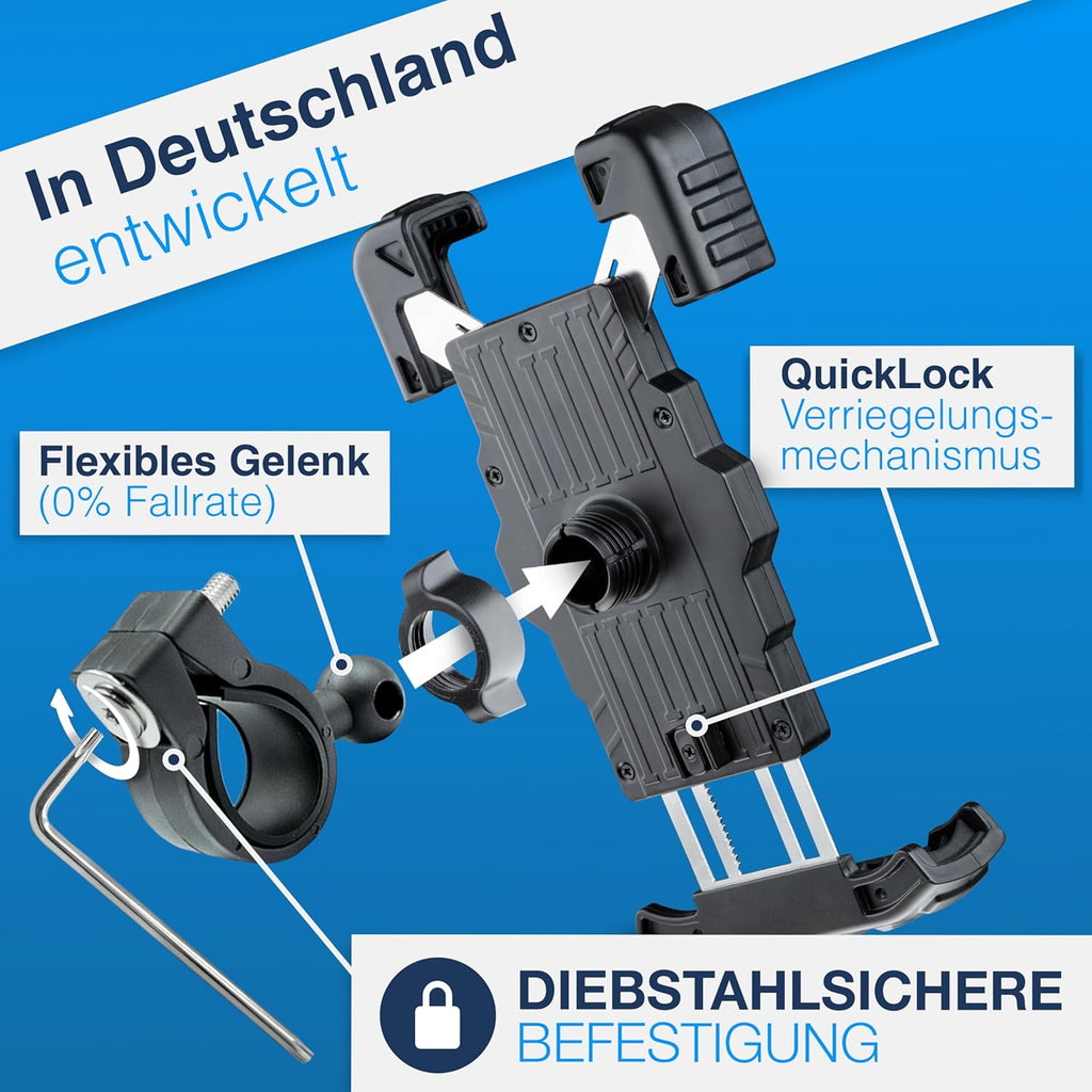 Handyhalterung Fahrrad 360° Drehbar Klicksystem Universal fuer Smartphone