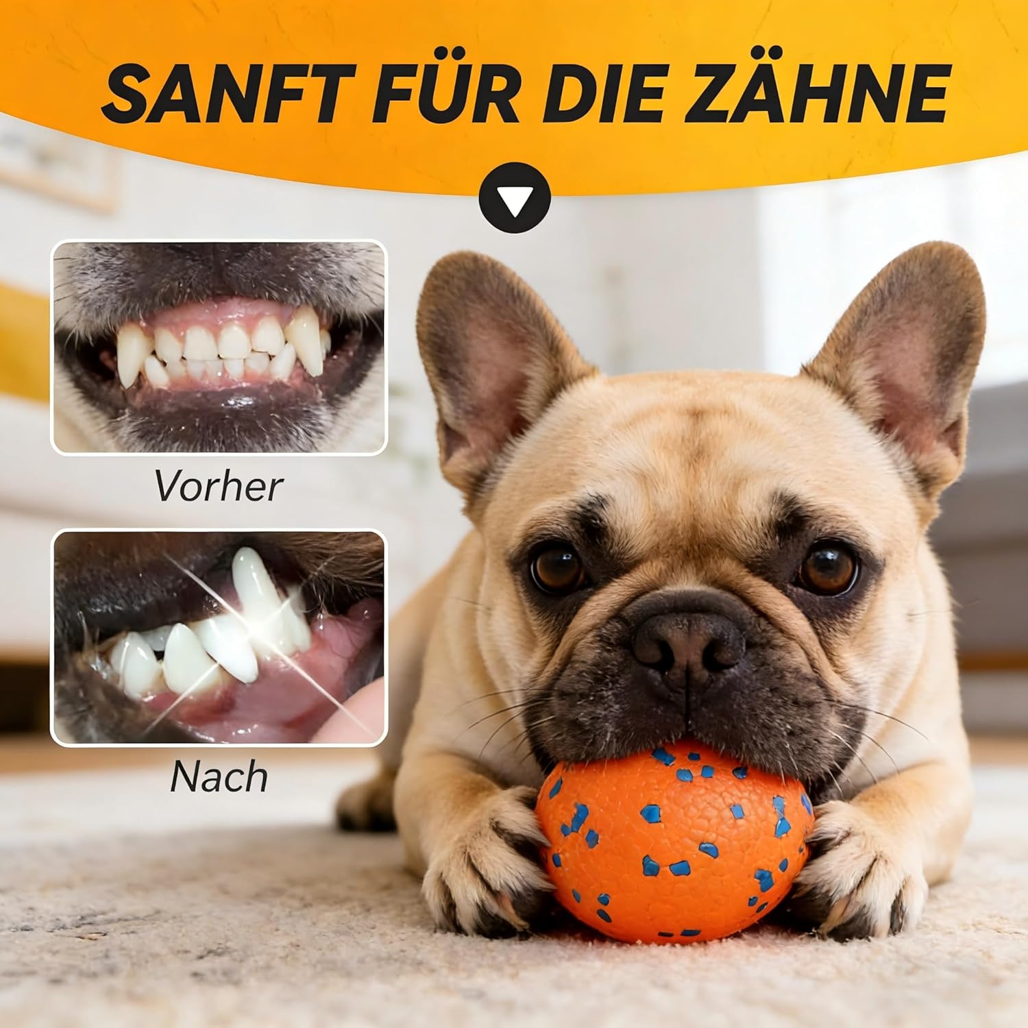 Unzerstoerbarer Hundeball Orange, robust schwimmend, fuer mittelgrosse & grosse Hund