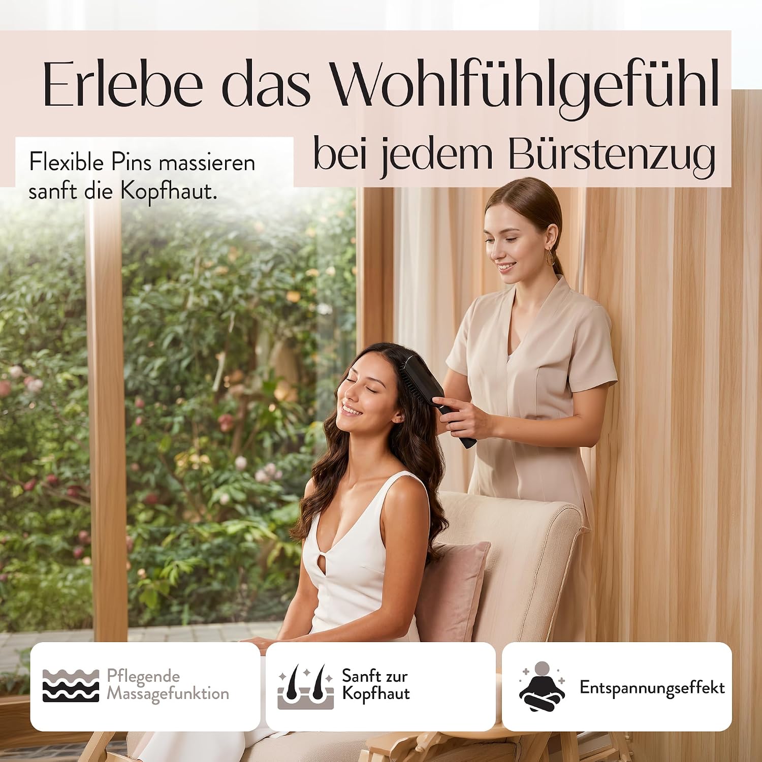 PARSA Beauty Haarbuerste lang schmal schwarz ohne Ziepen