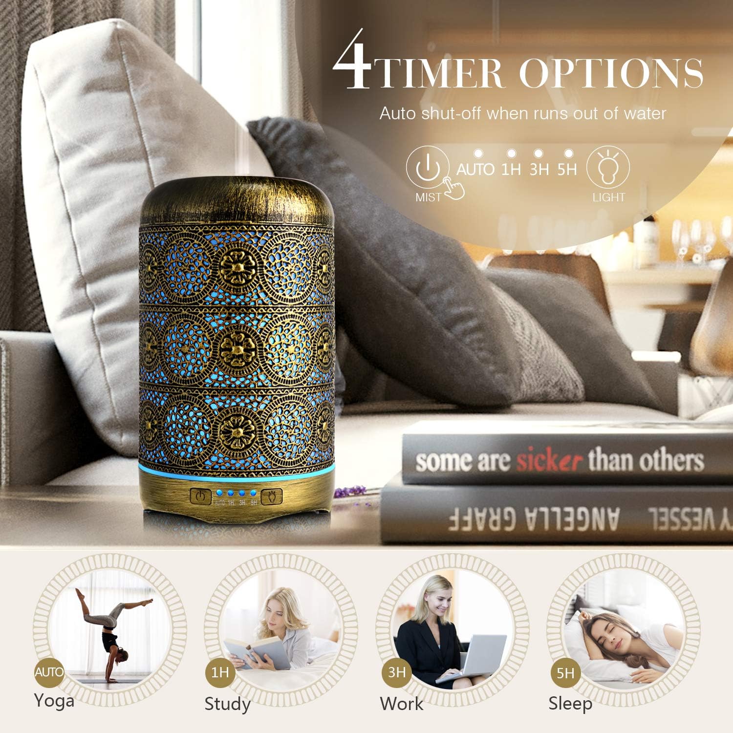 SALKING Aroma Diffuser Metall Duftdiffusor LED Gold
