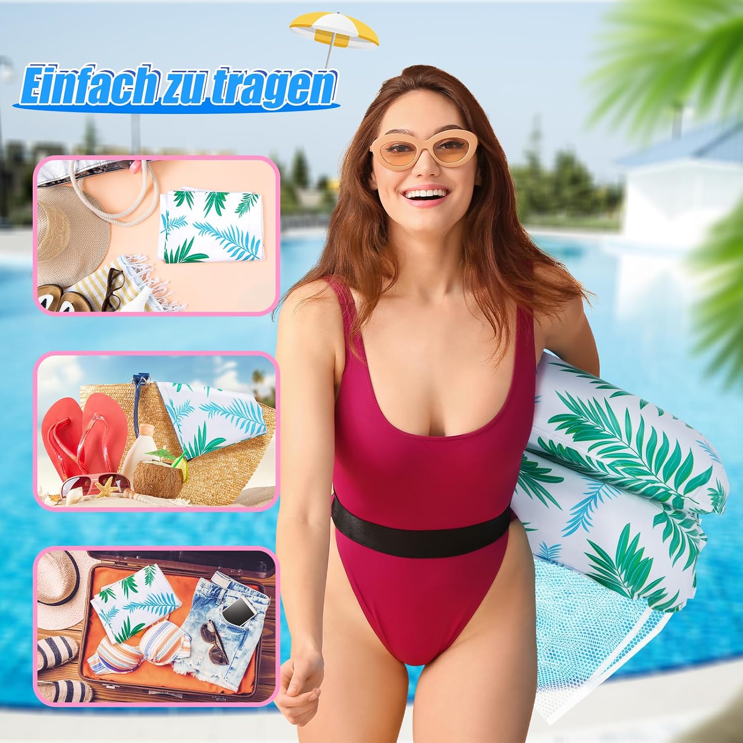 WEARXI Luftmatratze XL 4-in-1 Wasserhaengematte Pool 2er Set Zubehoer