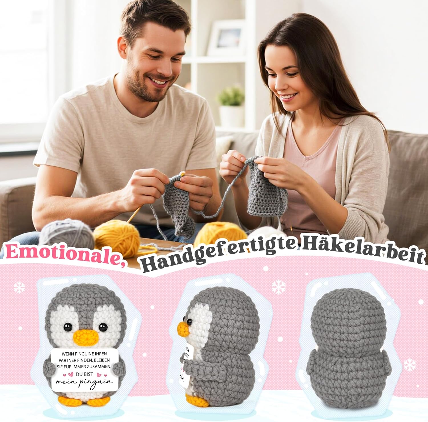 Mini Pinguin Pocket Hug Kuscheltier 'Ich liebe dich' Geschenk Paare