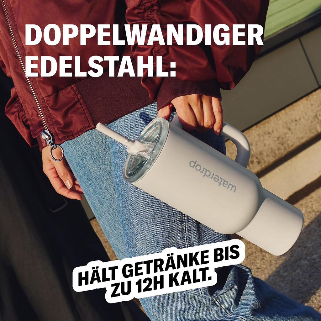 Waterdrop Thermobecher mit Strohhalm auslaufsicher robuste Trinkflasche