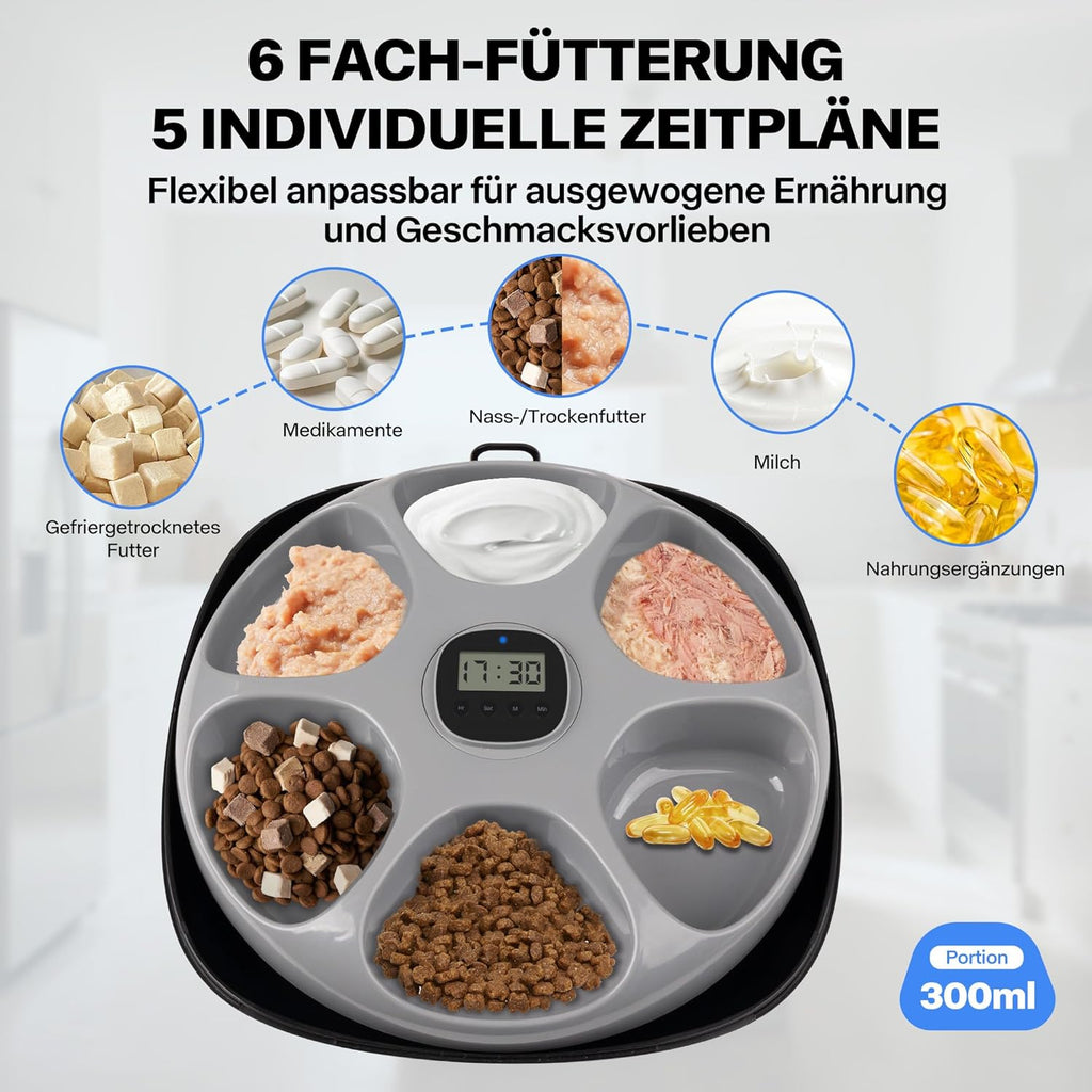 Pet Prime Futterautomat fuer Katzen und Hunde 6 Mahlzeiten 300ml Kuehlfunktion 90
