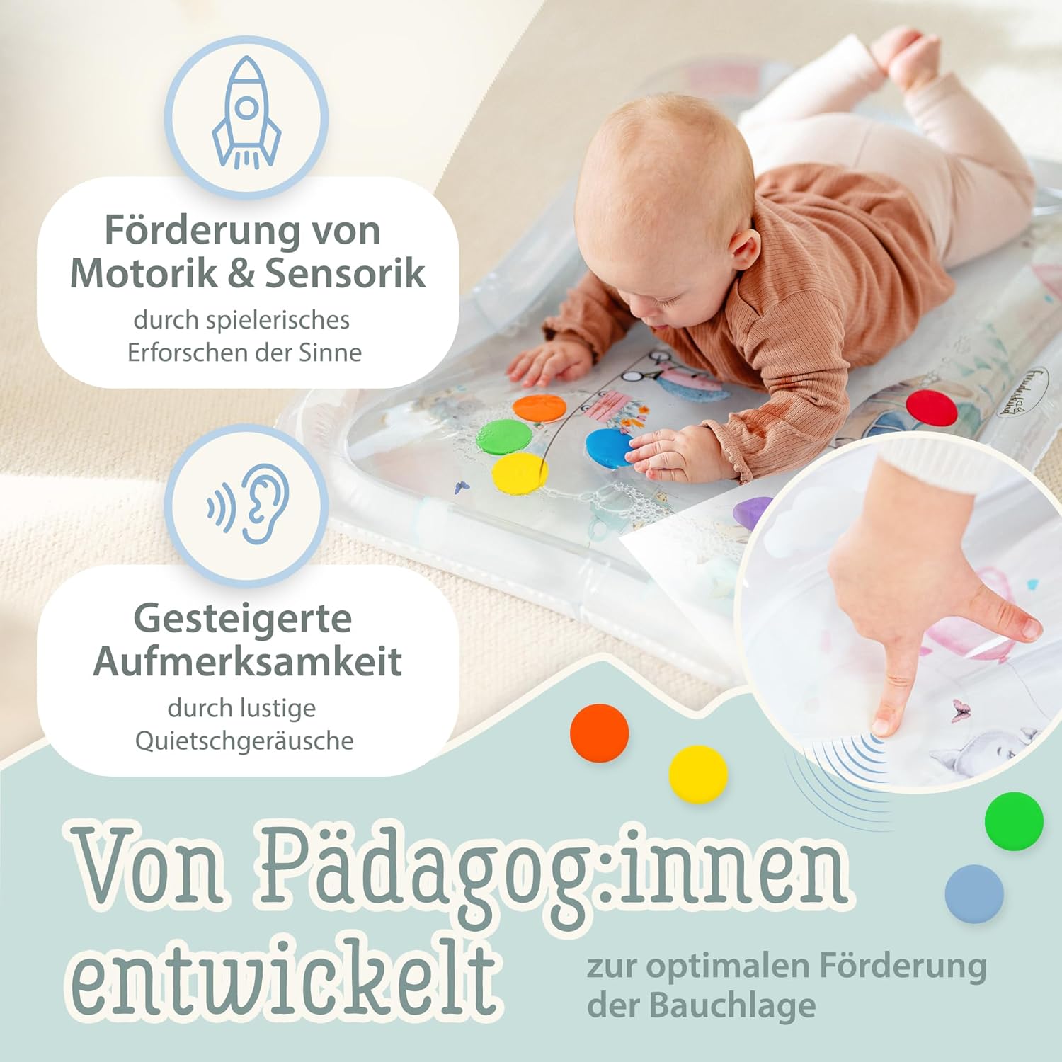 Freudeskind TummyTime XXL Wassermatte Baby Wasserspielmatte BPA-frei phthalatfre