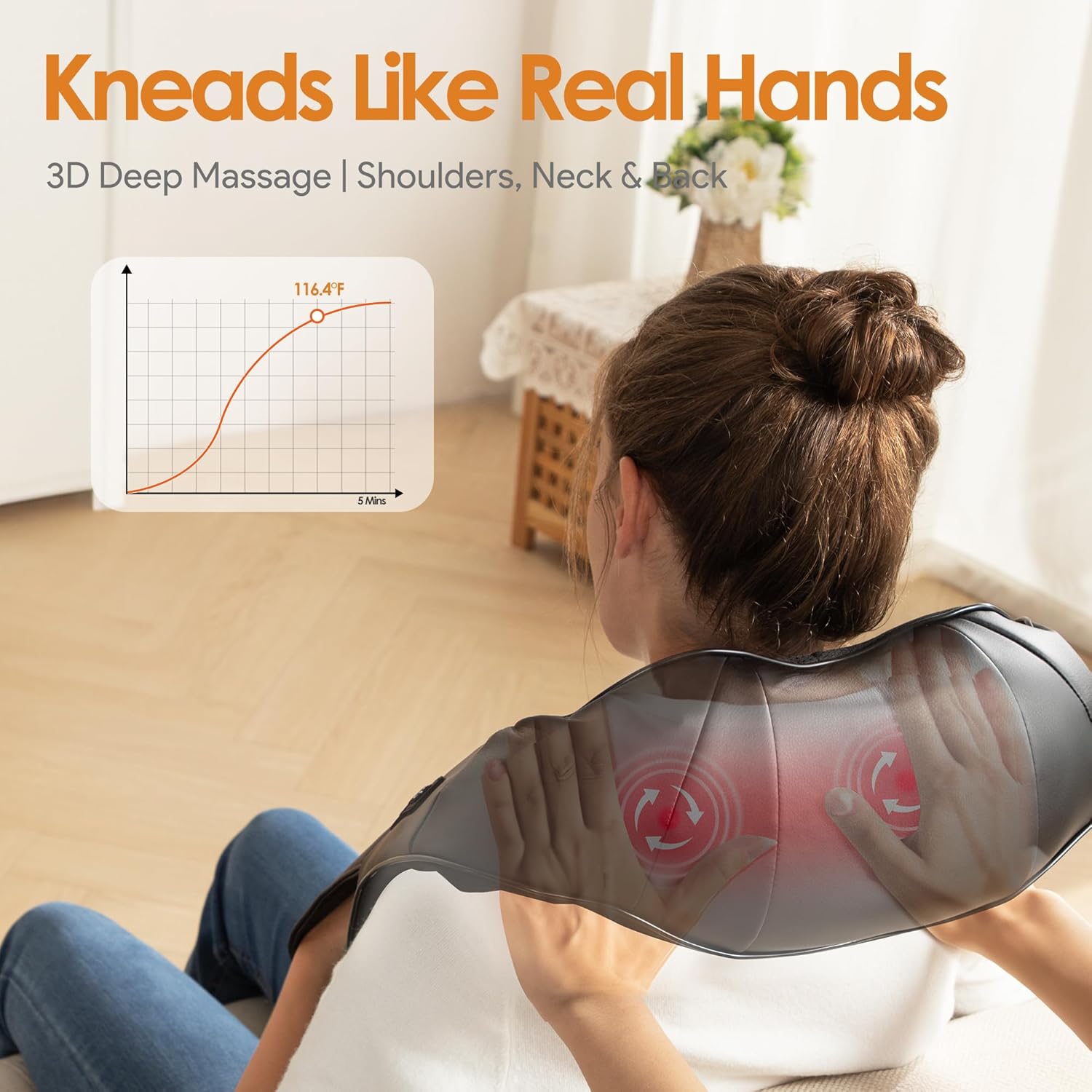 Brelley Shiatsu Nackenmassagegeraet 3D mit Waerme fuer Nacken Ruecken Beine