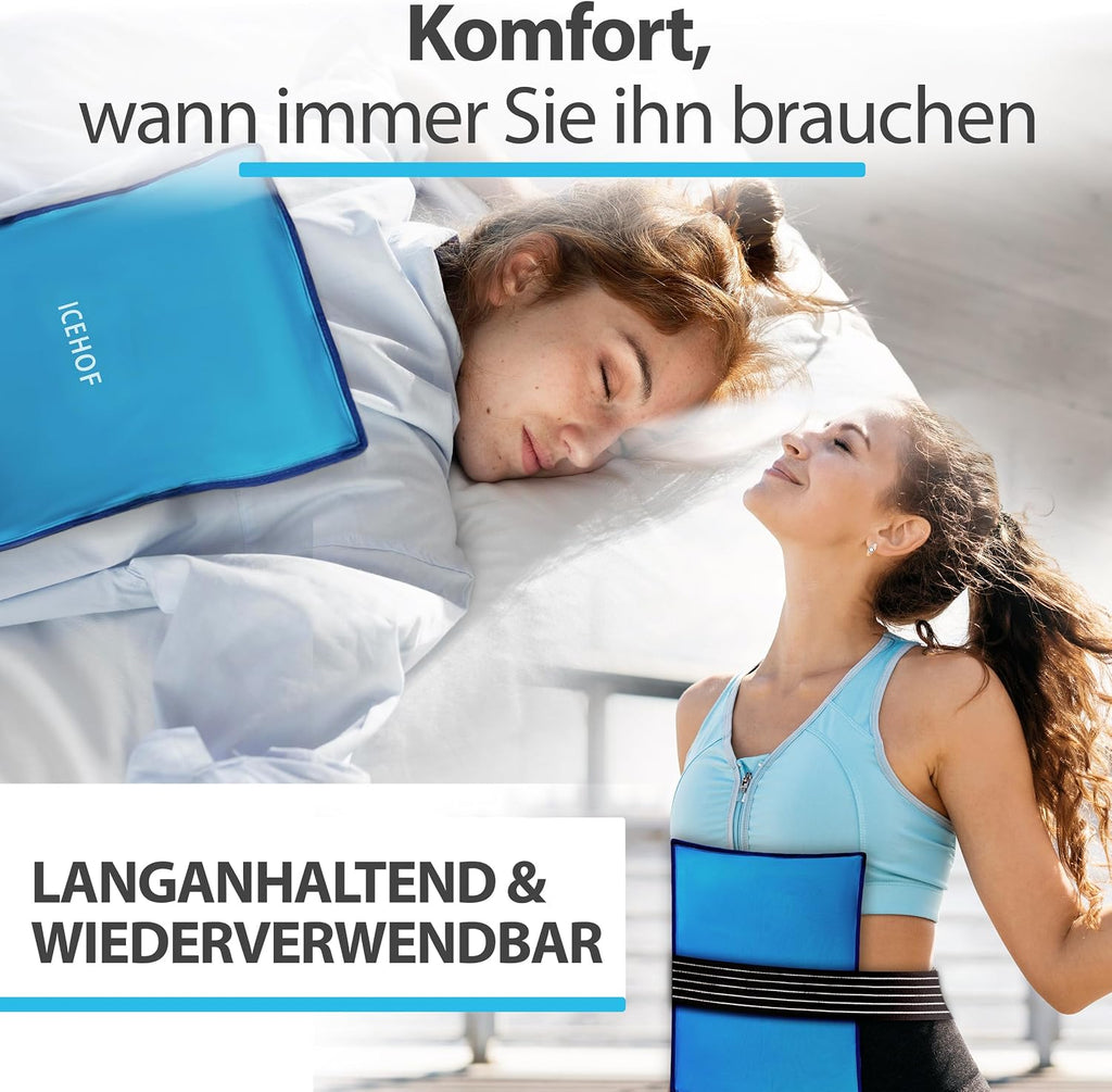 ICEHOF Kuehlkissen Gel XXL 38x28 cm wiederverwendbar Kuehlpack Kuehlkompresse