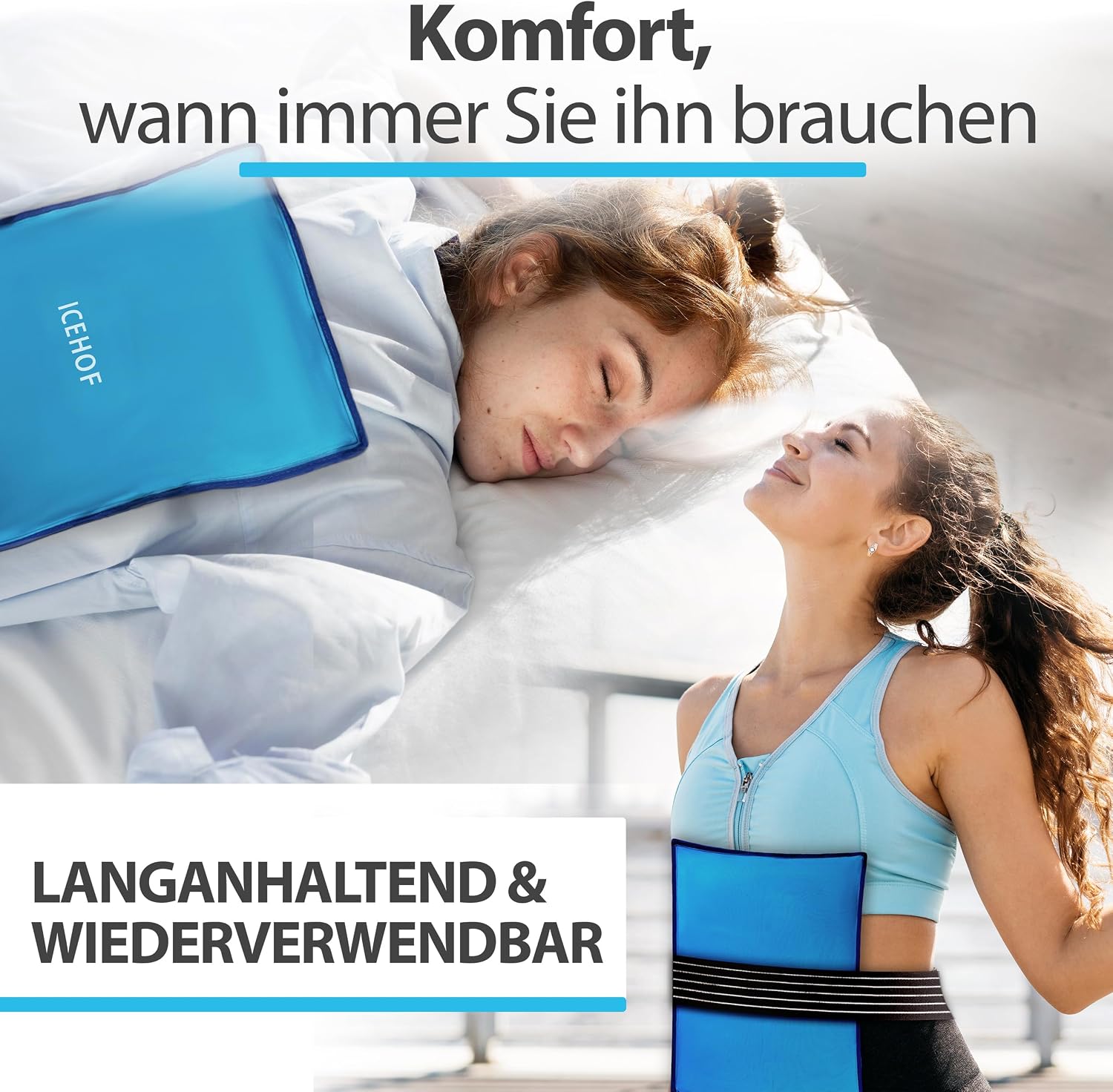 ICEHOF Kuehlkissen Gel XXL 38x28 cm wiederverwendbar Kuehlpack Kuehlkompresse