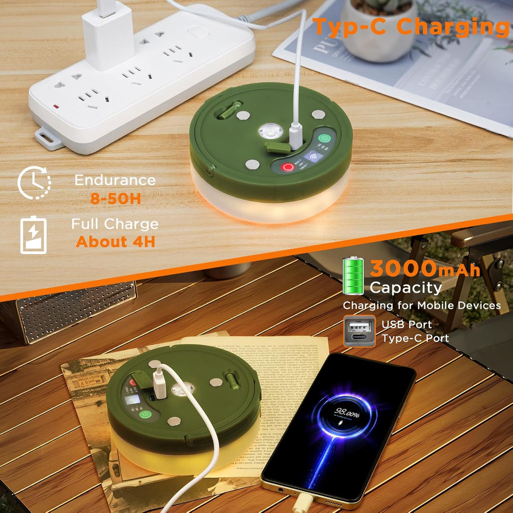 10 m Solar USB Camping Lichterkette aufrollbar, 3‑in‑1, 8 Modi, wasserdicht
